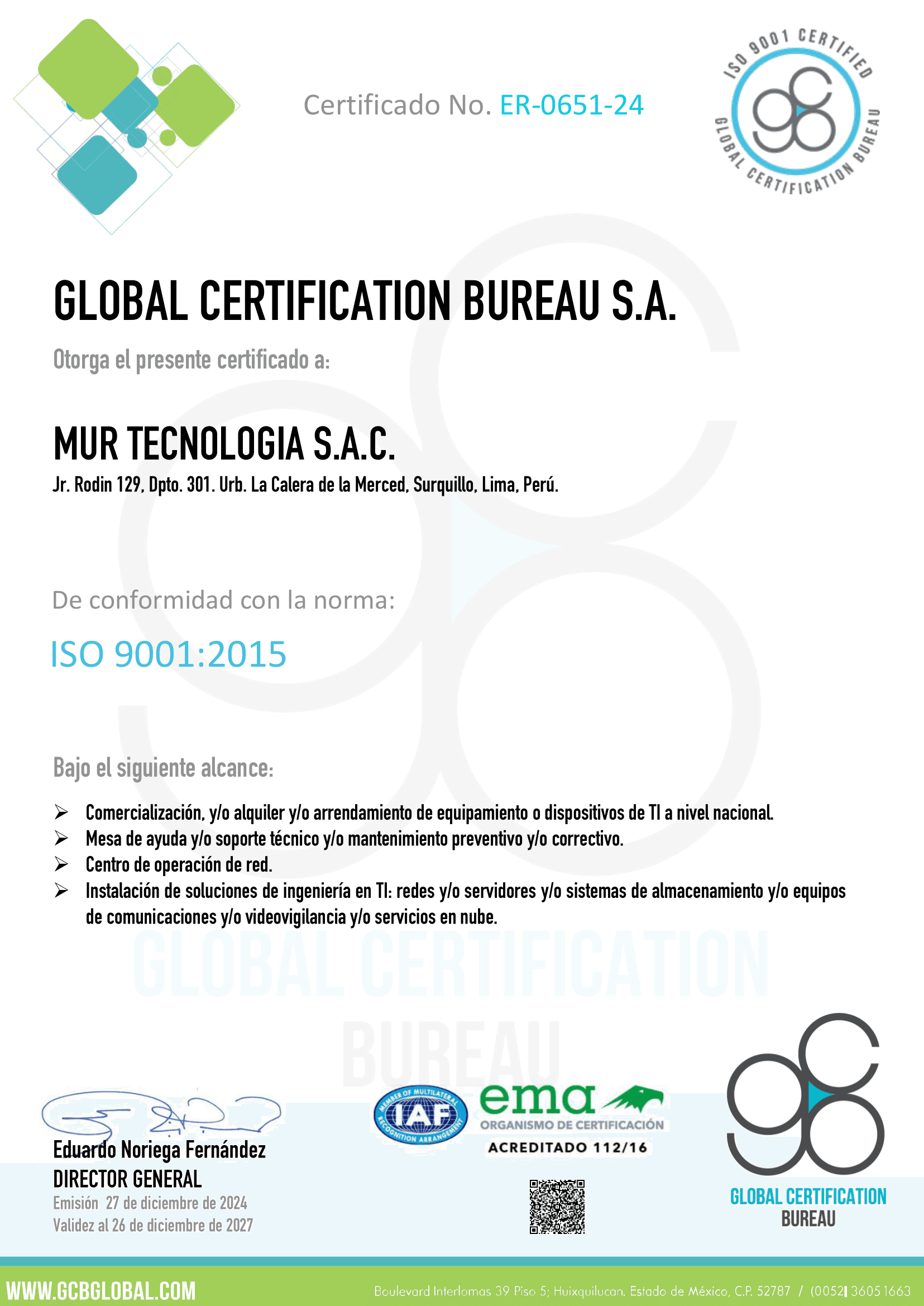 Certificado ISO 9001