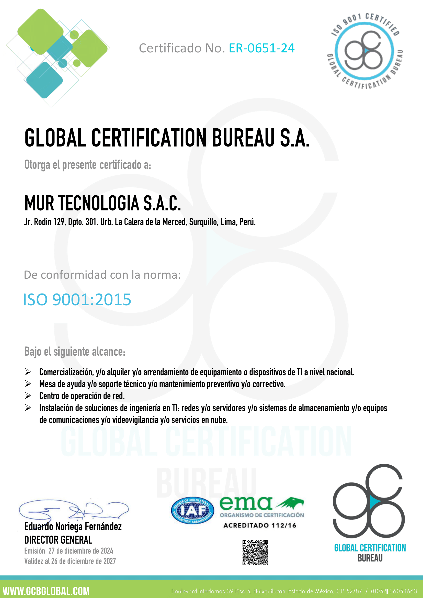 Certificado ISO 9001